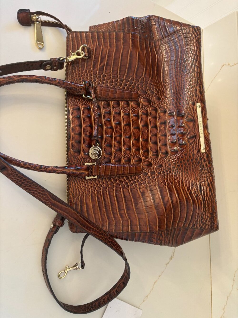 Brahmin Large Finley Carryall Satchel Purse Handbag Pecan Melbourne - Picture 5 of 14